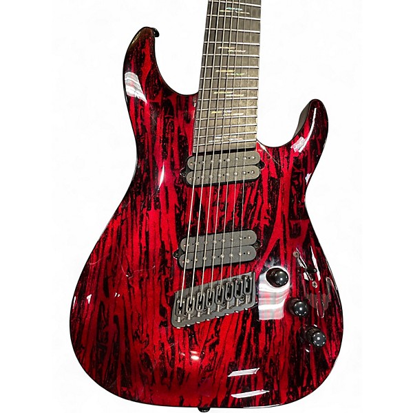 Used Schecter Guitar Research C8 Silver Mountain Red Solid Body Electric Guitar