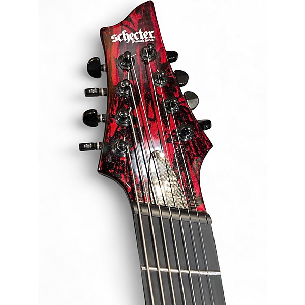 Used Schecter Guitar Research C8 Silver Mountain Red Solid Body Electric Guitar