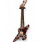 Used EVH Striped Series Shark BURGANDY RED AND SILVER Solid Body Electric Guitar thumbnail