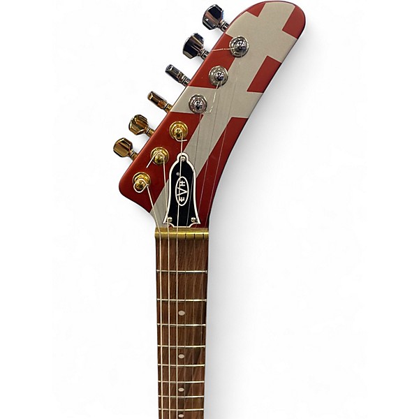 Used EVH Striped Series Shark BURGANDY RED AND SILVER Solid Body Electric Guitar