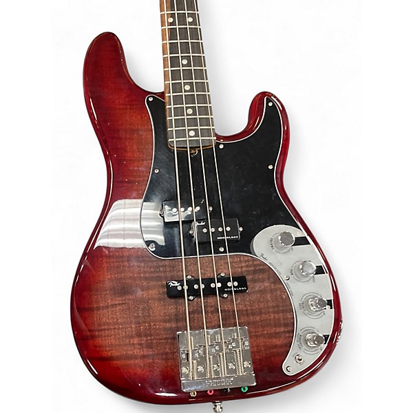 Used 2024 Fender American Ultra Precision Bass Candy Apple Red Electric Bass Guitar