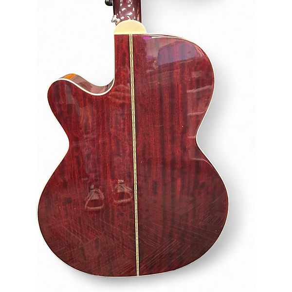 Used Takamine EF425SRC Trans Red Acoustic Electric Guitar