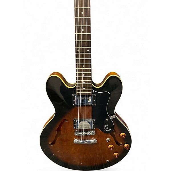 Used Epiphone Dot 2 Tone Sunburst Hollow Body Electric Guitar