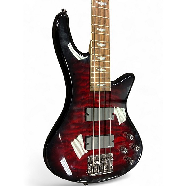 Used Schecter Guitar Research Stiletto Extreme 4 String Dark Cherry Burst Electric Bass Guitar