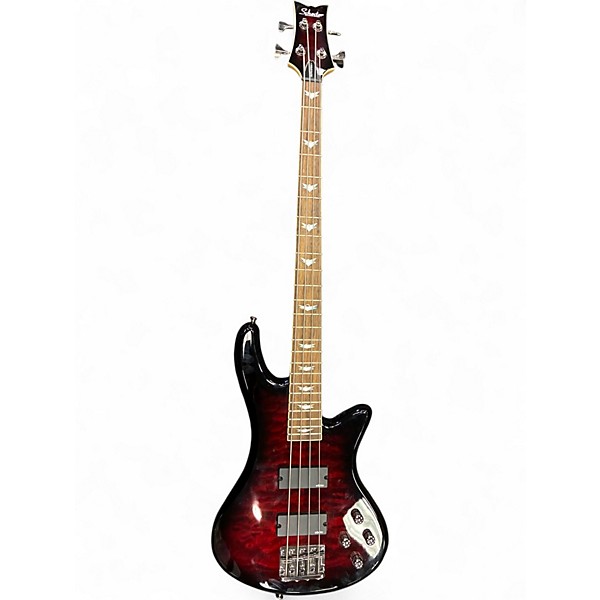 Used Schecter Guitar Research Stiletto Extreme 4 String Dark Cherry Burst Electric Bass Guitar