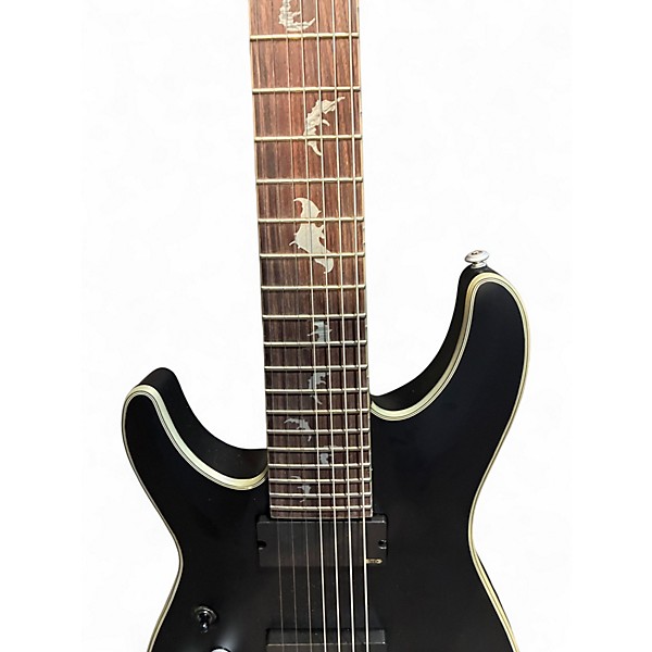 Used Schecter Guitar Research Damien Elite 7 Left Handed Satin Black Electric Guitar
