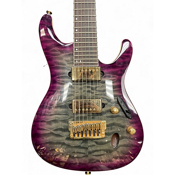 Used Ibanez S5527QFX Prestige Dark Purple Doom Burst Solid Body Electric Guitar