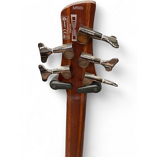 Used Ibanez SR505 5 String trans brown Electric Bass Guitar