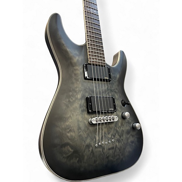 Used Schecter Guitar Research C1 Platinum See-Thru Black Satin Solid Body Electric Guitar