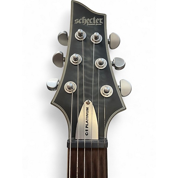 Used Schecter Guitar Research C1 Platinum See-Thru Black Satin Solid Body Electric Guitar
