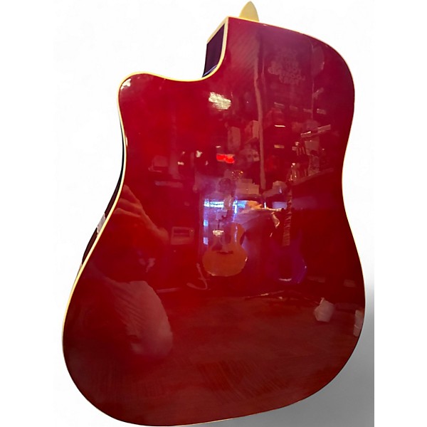 Used Fender Redondo Player Candy Apple Red Acoustic Electric Guitar