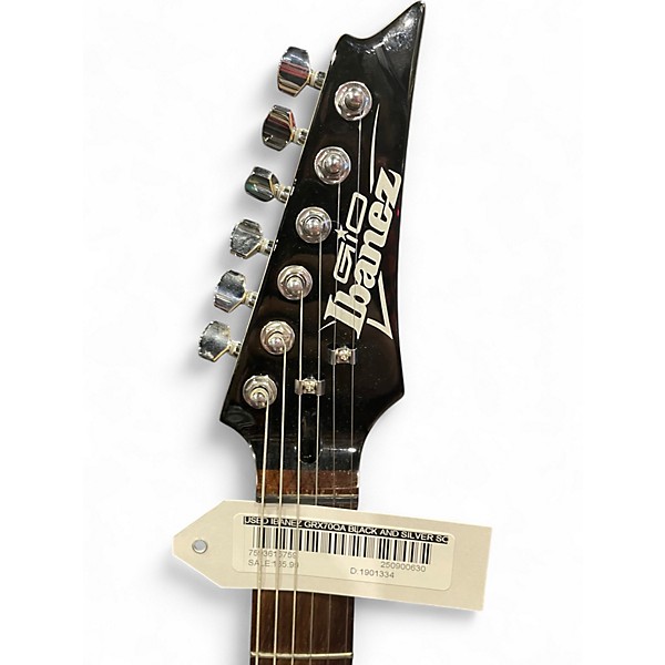 Used Ibanez GRX70QA Black and Silver Solid Body Electric Guitar