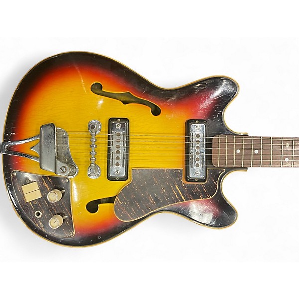 Vintage 1960s Teisco EP8T 3 Tone Sunburst Hollow Body Electric Guitar