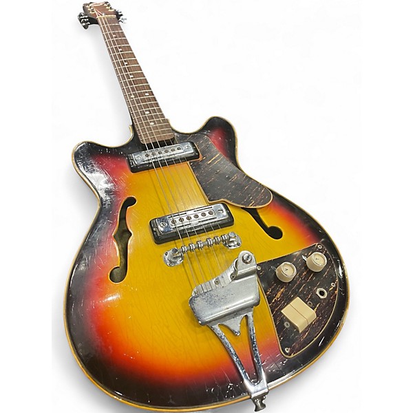 Vintage 1960s Teisco EP8T 3 Tone Sunburst Hollow Body Electric Guitar