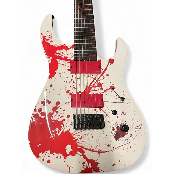 Used Legator ninja n7 slaughter bone white blood splater Solid Body Electric Guitar
