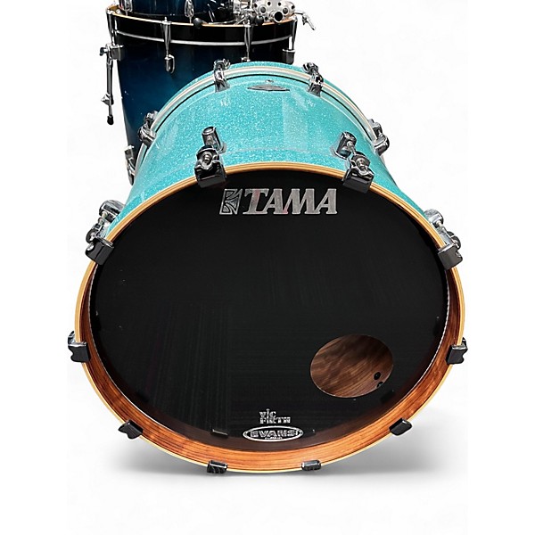 Used TAMA 4 Piece Starclassic Bubinga Shattered Turquoise Drum Kit