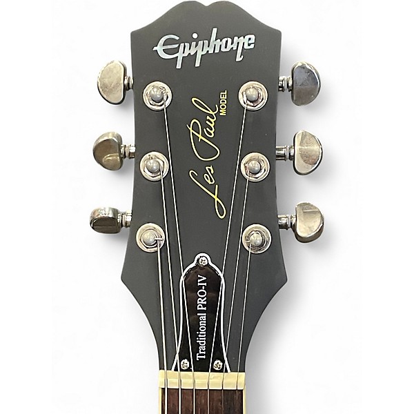Used Epiphone Les Paul Traditional Pro IV Trans Black Solid Body Electric Guitar