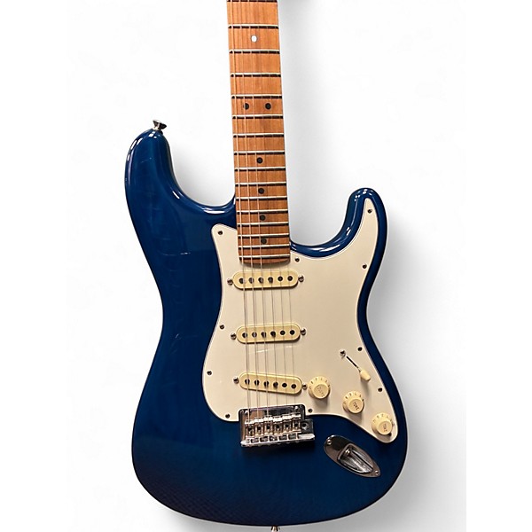 Used Fender American Standard Stratocaster Transparent Blue Solid Body Electric Guitar