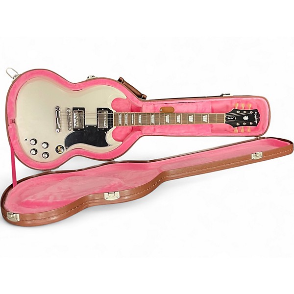 Used Epiphone 61' LES PAUL SG INSPIRED BY GIBSON AGED CLASSIC WHITE Solid Body Electric Guitar