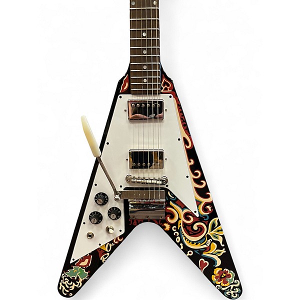 Used Epiphone Jimi Hendrix "Love Drops" Flying V  Black Solid Body Electric Guitar