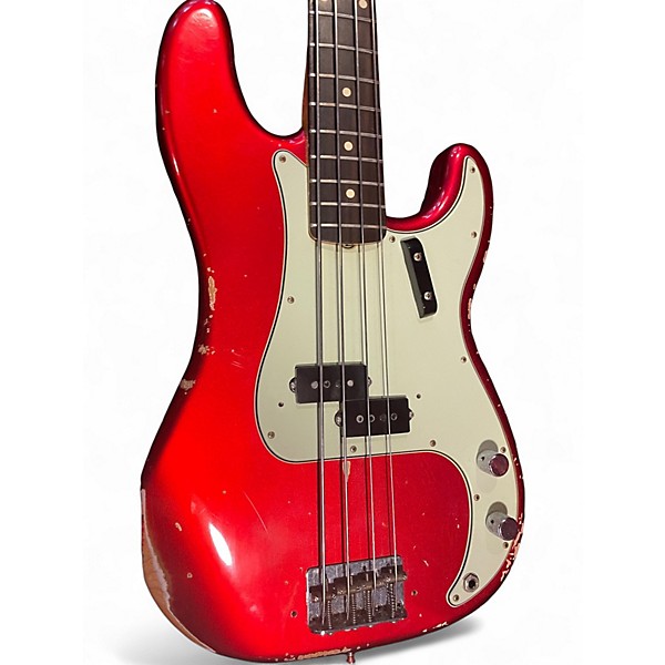 Used 2018 Fender P-Bass Relic 1963 Candy Apple Red Electric Bass Guitar