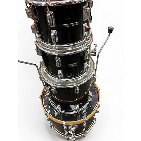 Used Pearl 4 Piece WOOD FIBERGLASS Black Drum Kit