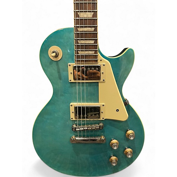 Used Epiphone Les Paul Standard 1960s Quilt Top Transparent Blue Solid Body Electric Guitar