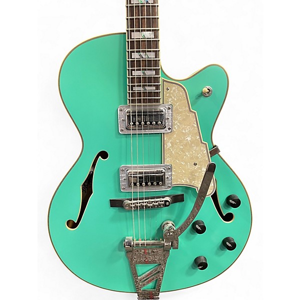 Used D'Angelico Deluxe 175 LE Matte Surf Green Hollow Body Electric Guitar