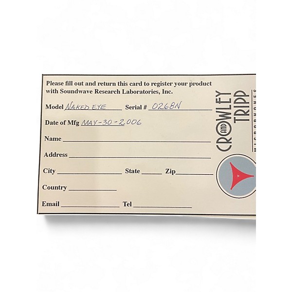 Used Crowley And Tripp NAKED EYE Ribbon Microphone