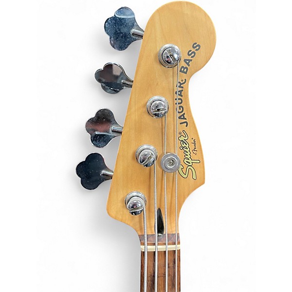Used Squier Jaguar Bass Black and Silver Electric Bass Guitar