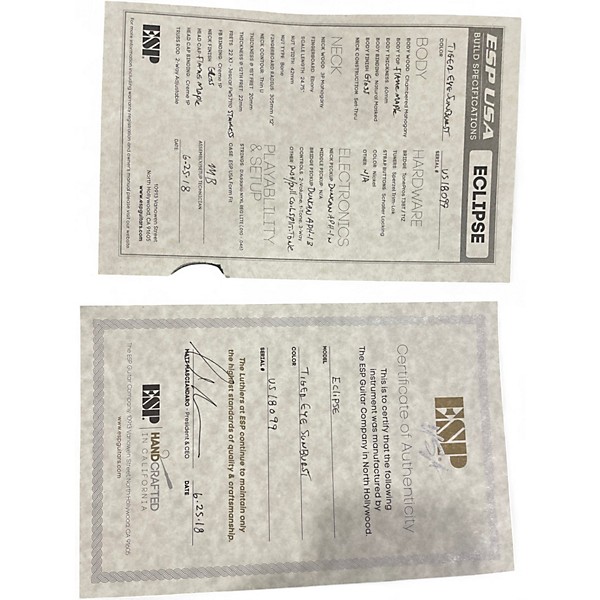 Used ESP USA Eclipse TIGER EYE SUNBURST Solid Body Electric Guitar