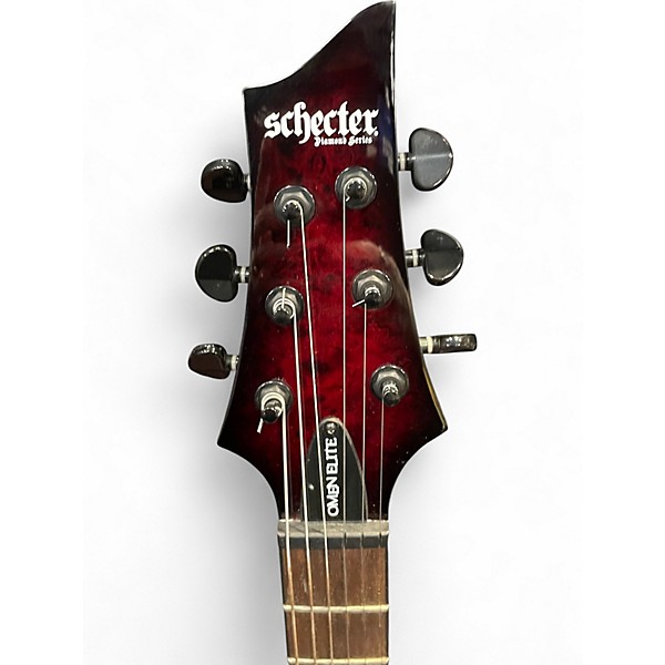 Used Schecter Guitar Research Omen Elite Cherry Burst Solid Body Electric Guitar