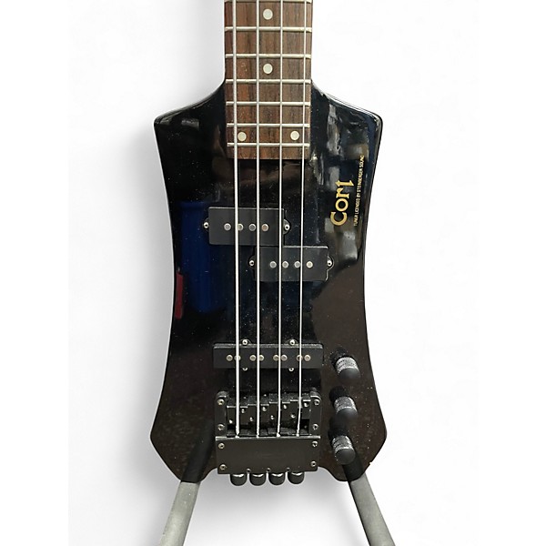 Vintage 1980s Cort Headless Black Electric Bass Guitar