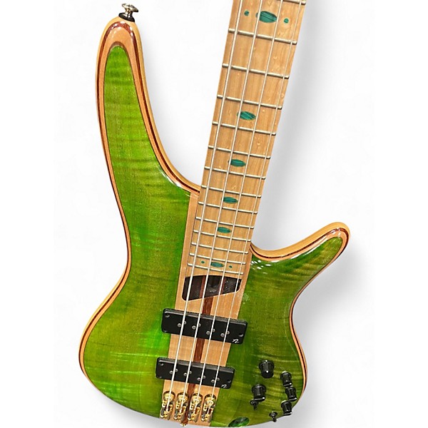 Used Ibanez SR4FMDX Trans Green Electric Bass Guitar