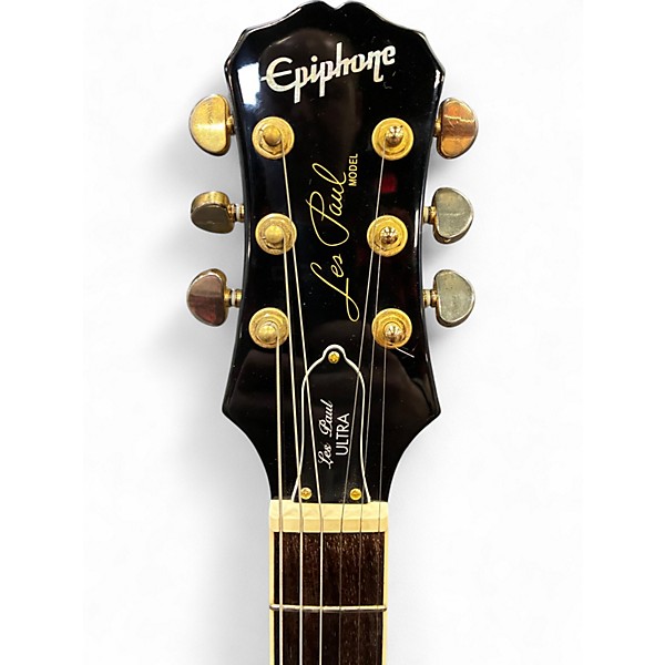 Used 2008 Epiphone Les Paul Ultra Trans Black Solid Body Electric Guitar