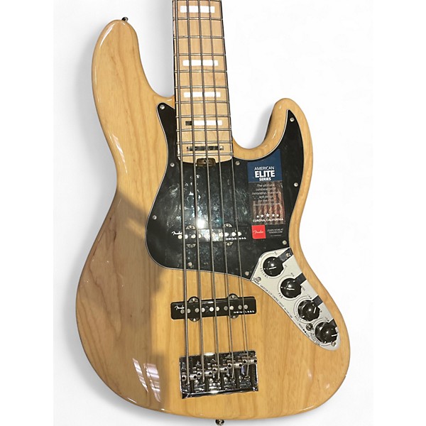 Used Fender American Elite Jazz Bass 5 String Natural Electric Bass Guitar