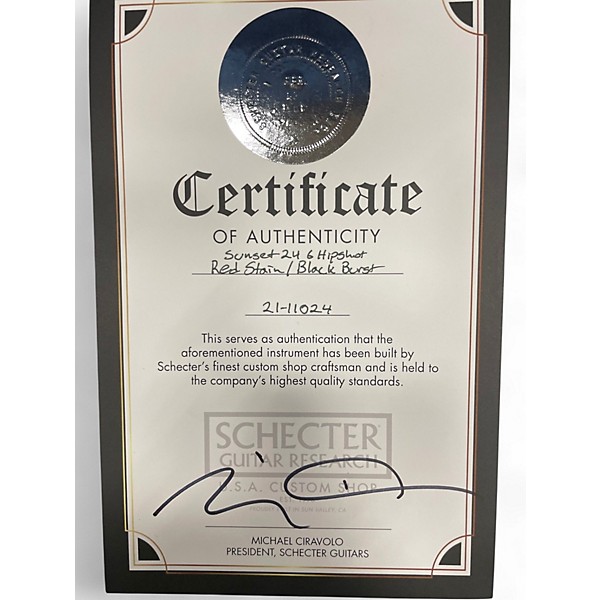 Used Schecter Guitar Research USA CUSTOM SHOP SUNSET 24 RED STAIN BLACK BURST  Solid Body Electric Guitar