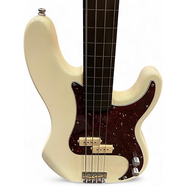 Used Fender Player Precision Fretless  Bass Cream Electric Bass Guitar