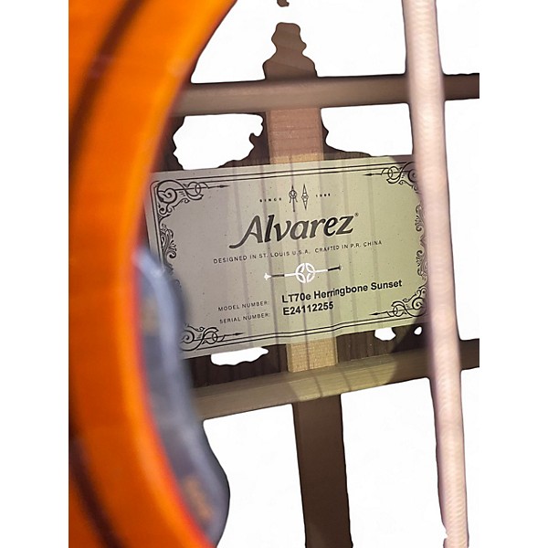 Used 2025 Alvarez LT70e Herringbone 12-Fret Laureate Series 000 Acoustic-Elect Sunset Acoustic Electric Guitar