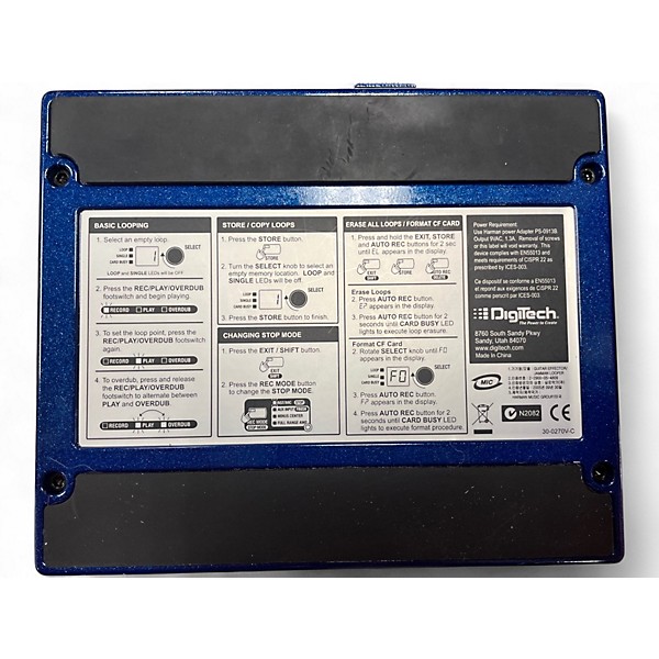 Used DigiTech JML Jam Man Looper Phrase Sampler Pedal