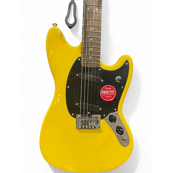 Used Squier sonic mustang Graffiti Yellow Solid Body Electric Guitar