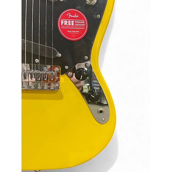 Used Squier sonic mustang Graffiti Yellow Solid Body Electric Guitar