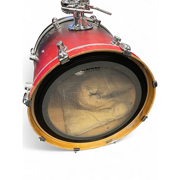 Used PDP by DW 4 Piece FS Series 4 piece Kit 10/12/14/22 Red to Black Fade Drum Kit