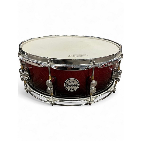 Used PDP by DW 14in Concept Maple Red to Black Fade Drum