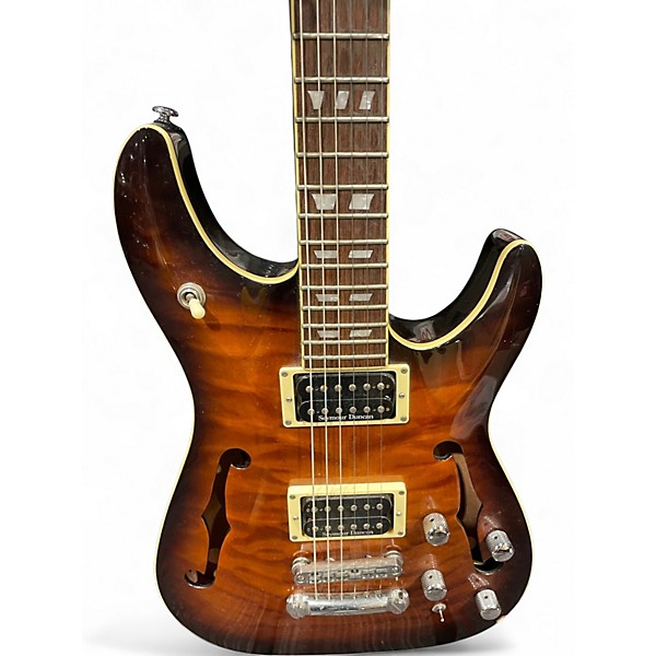 Used Schecter Guitar Research C1 E/A Trans Amber Hollow Body Electric Guitar