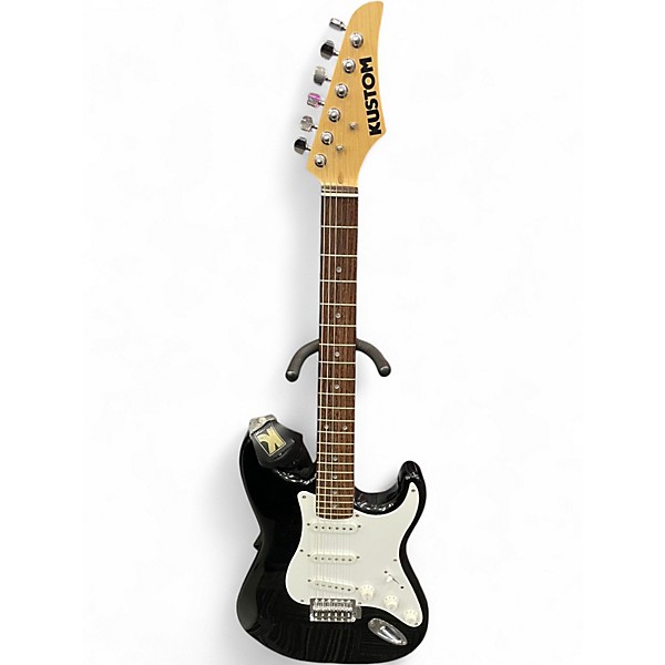 Used 2000s Kustom STRAT COPY Black Solid Body Electric Guitar