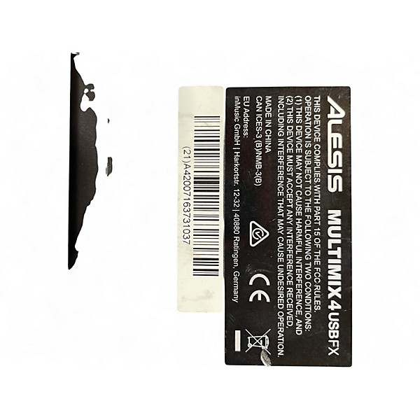 Used Alesis MultiMix 4 USB FX 4-Channel Unpowered Mixer