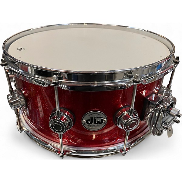 Used DW 6.5X14 Collectors Series Solid Single Ply Maple Red Sparkle Drum