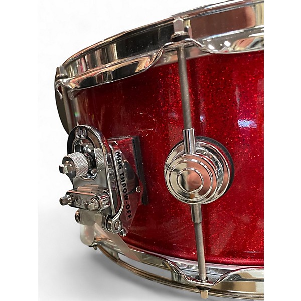 Used DW 6.5X14 Collectors Series Solid Single Ply Maple Red Sparkle Drum