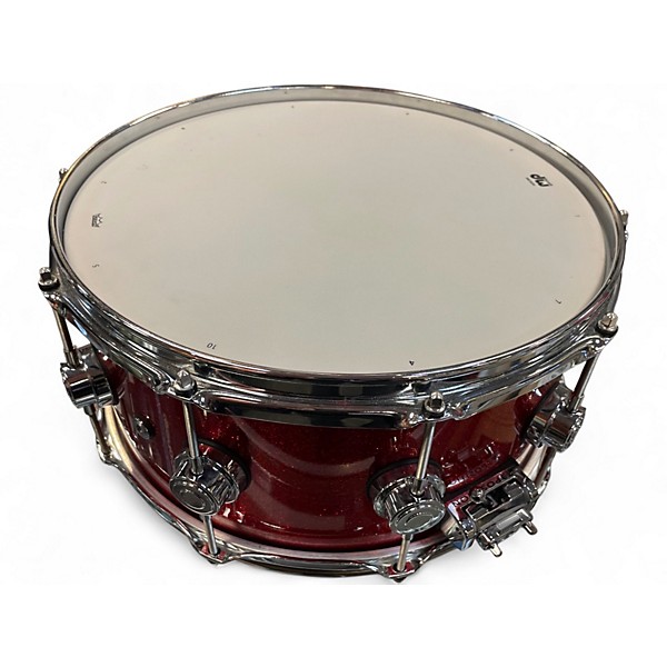 Used DW 6.5X14 Collectors Series Solid Single Ply Maple Red Sparkle Drum